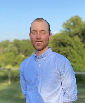 a person in a blue shirt