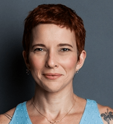 a person with short red hair