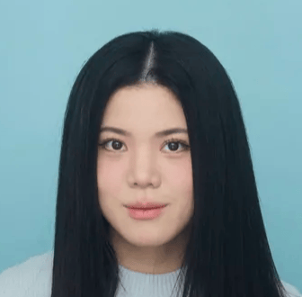 a person with long black hair